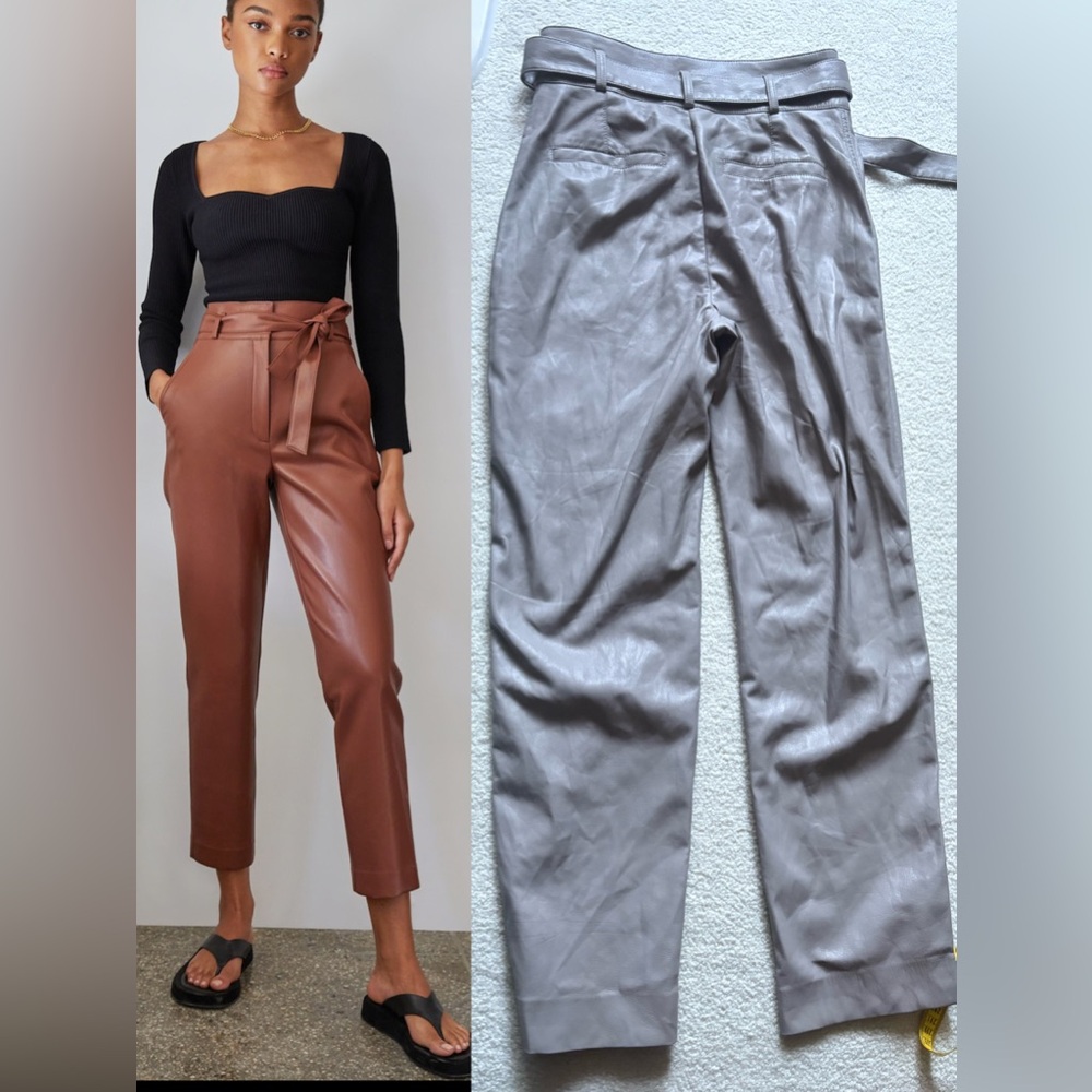 Aritzia Babaton belted faux-leather pants size 4